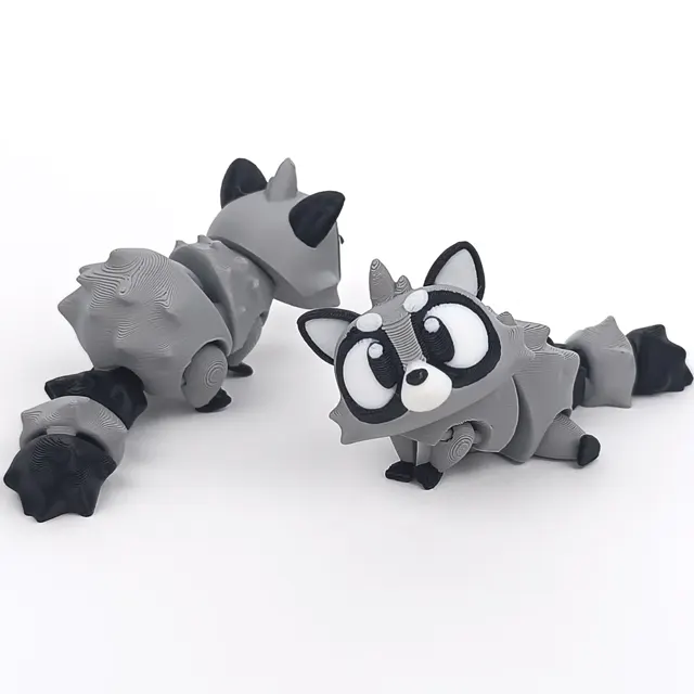 Guaxinins articulados impressos em 3D